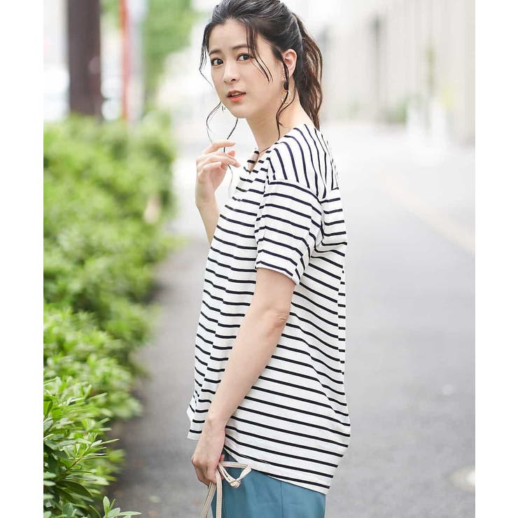 コクーンシルエットボーダーカットソー | OFUON | 詳細画像9 