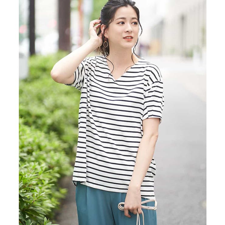 アイボリー | コクーンシルエットボーダーカットソー | OFUON