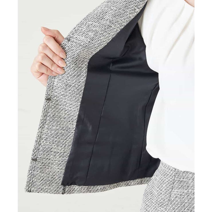 セットアップ対応】ノーカラーツイードジャケット[品番：ITKW0002576