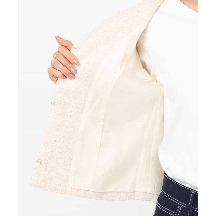 [セットアップ対応]ラメツイードノーカラージャケット | OFUON | 詳細画像29 