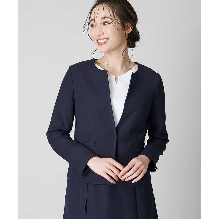 洗濯機で洗える/セットアップ対応】キーネックノーカラージャケット  