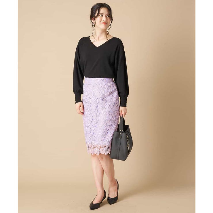 洗える】リーフ柄レースタイトスカート[品番：ITKW0001713]｜OFUON