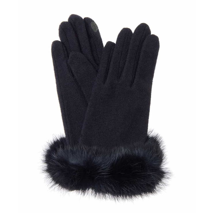 ブラック | ファーアクセントグローブ | OFUON