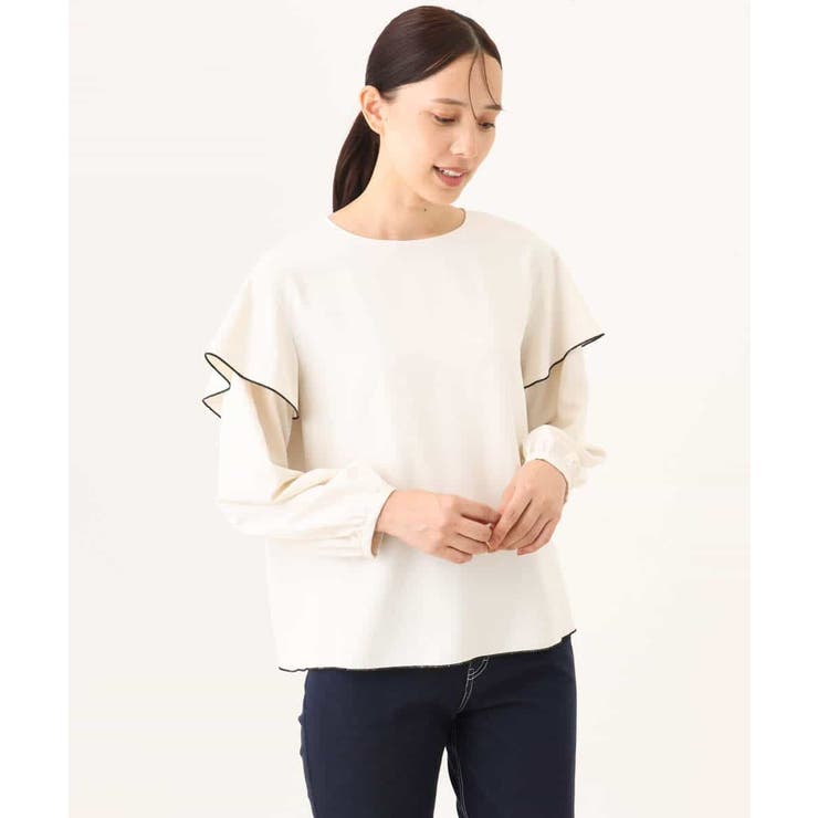 配色メロー フレアーデザインブラウス/洗える/WEB限定サイズあり | OFUON | 詳細画像16 
