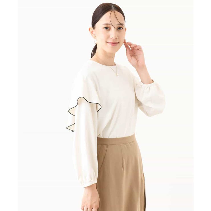 配色メロー フレアーデザインブラウス/洗える/WEB限定サイズあり | OFUON | 詳細画像6 