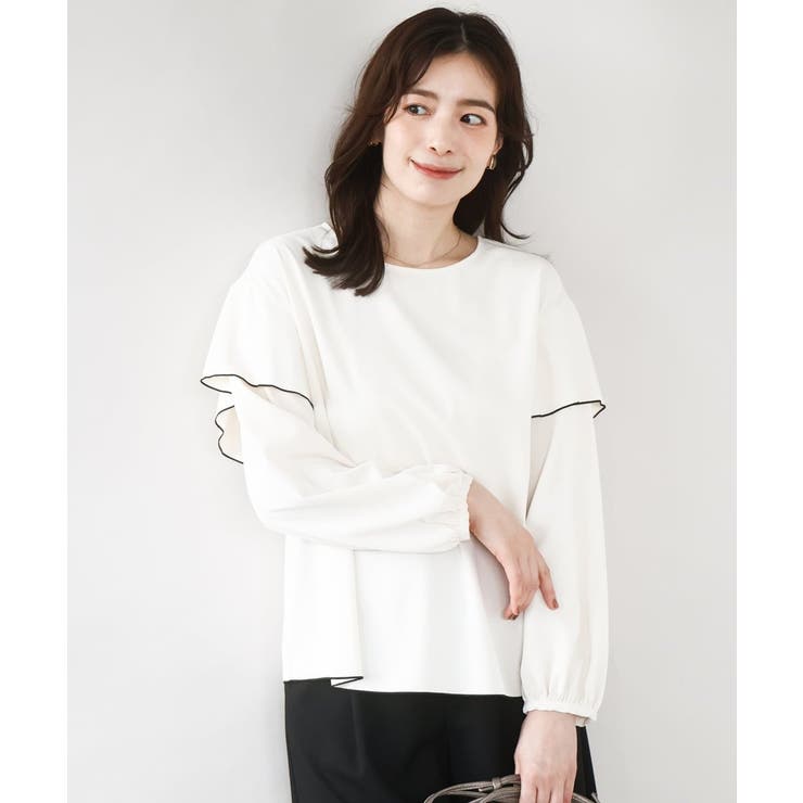 アイボリー | 配色メロー フレアーデザインブラウス/洗える/WEB限定サイズあり | OFUON