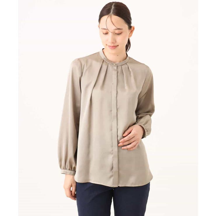 リボン付きバンドカラーブラウス/洗える/WEB限定サイズあり | OFUON | 詳細画像18 