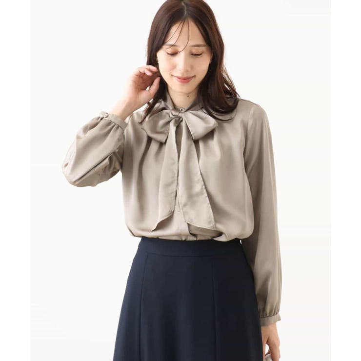 リボン付きバンドカラーブラウス/洗える/WEB限定サイズあり | OFUON | 詳細画像6 