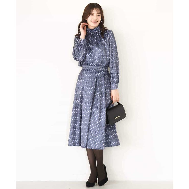 幾何柄スタンドネックブラウス/洗える/WEB限定サイズあり | OFUON | 詳細画像16 