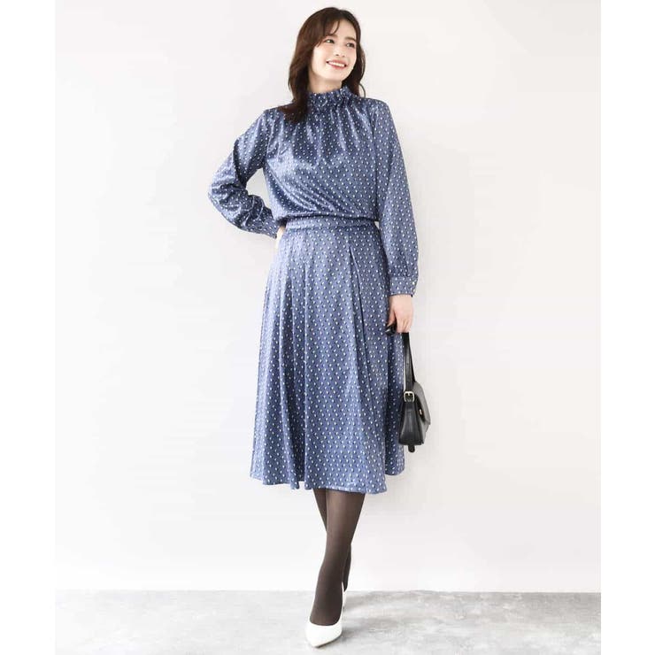 幾何柄スタンドネックブラウス/洗える/WEB限定サイズあり | OFUON | 詳細画像23 