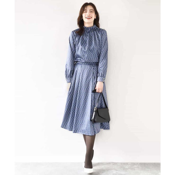 幾何柄スタンドネックブラウス/洗える/WEB限定サイズあり | OFUON | 詳細画像24 