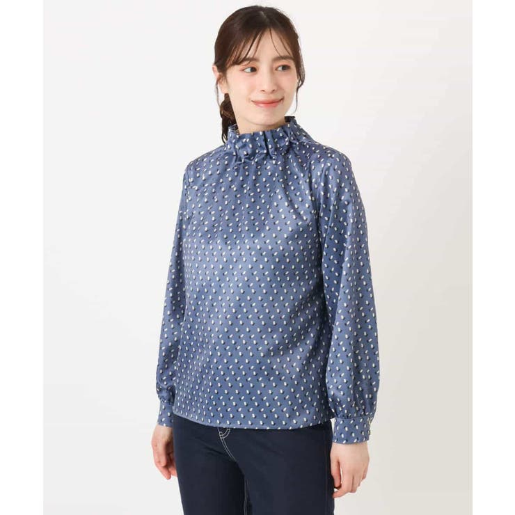 幾何柄スタンドネックブラウス/洗える/WEB限定サイズあり | OFUON | 詳細画像25 