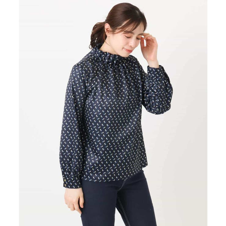 幾何柄スタンドネックブラウス/洗える/WEB限定サイズあり | OFUON | 詳細画像33 