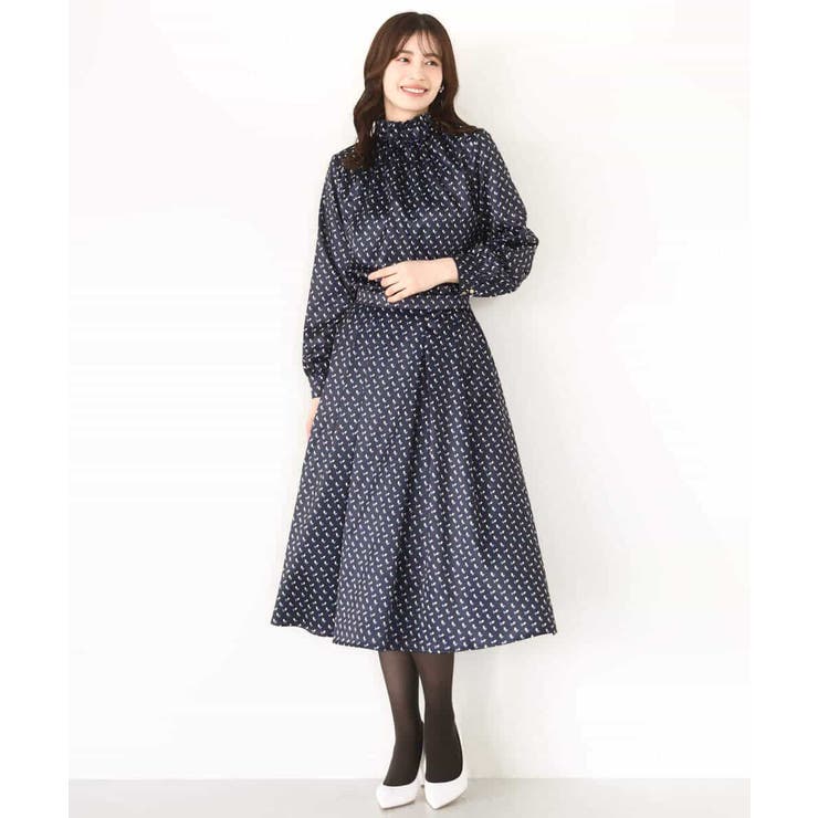 幾何柄スタンドネックブラウス/洗える/WEB限定サイズあり | OFUON | 詳細画像8 