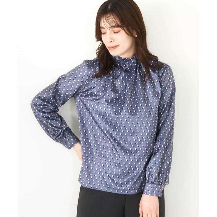 幾何柄スタンドネックブラウス/洗える/WEB限定サイズあり | OFUON | 詳細画像9 