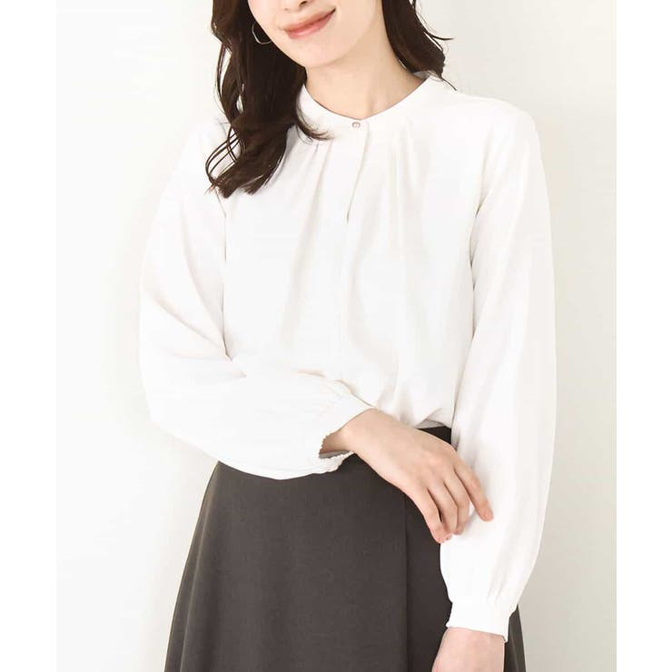 アイボリー（無地） | フロントタックデザインブラウス/洗える/WEB限定 | OFUON