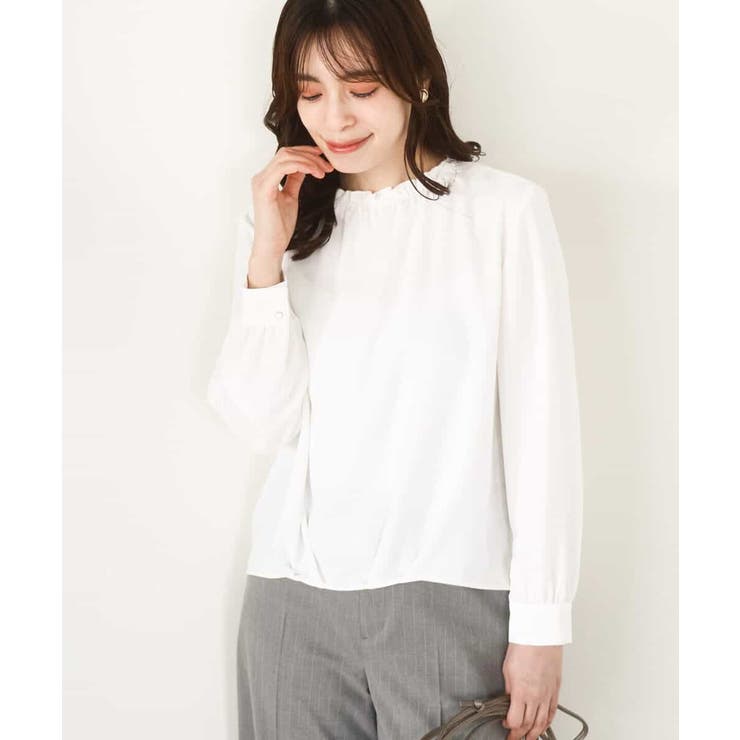 シャーリングネックデザインブラウス/洗える/WEB限定サイズあり | OFUON | 詳細画像2 