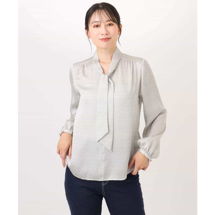 幾何柄ボウタイブラウス/洗える/WEB限定サイズあり | OFUON | 詳細画像19 