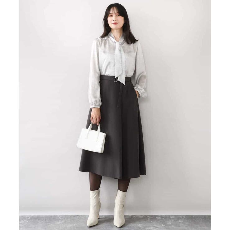 幾何柄ボウタイブラウス/洗える/WEB限定サイズあり | OFUON | 詳細画像22 