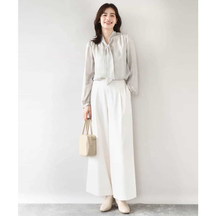 幾何柄ボウタイブラウス/洗える/WEB限定サイズあり | OFUON | 詳細画像4 