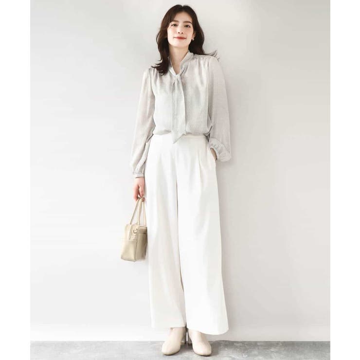 幾何柄ボウタイブラウス/洗える/WEB限定サイズあり | OFUON | 詳細画像6 