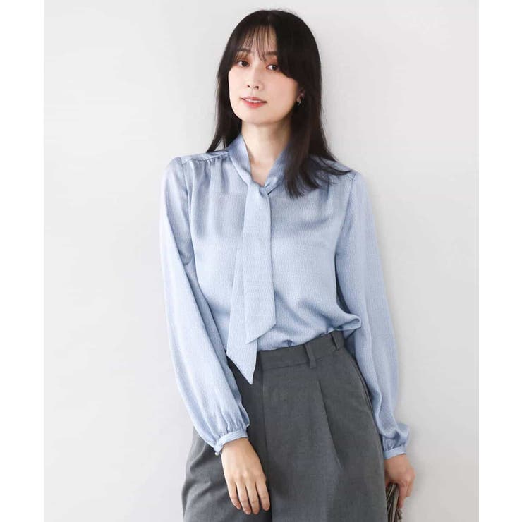 幾何柄ボウタイブラウス/洗える/WEB限定サイズあり | OFUON | 詳細画像7 