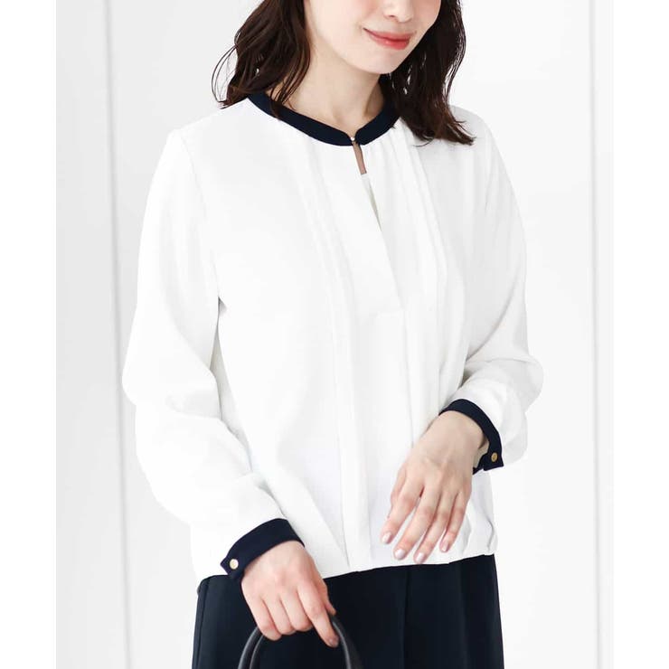 OFUON / オフオン ピンタックフロントタックブラウス/洗える/WEB限定サイズあり OFUON｜ピンタックフロントタックブラウス/洗える/WEB限定サイズ