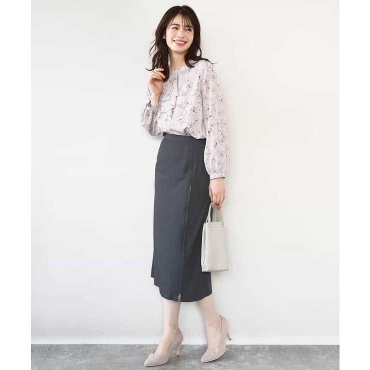 ラインフラワーボウタイ風ブラウス/洗える | OFUON | 詳細画像12 