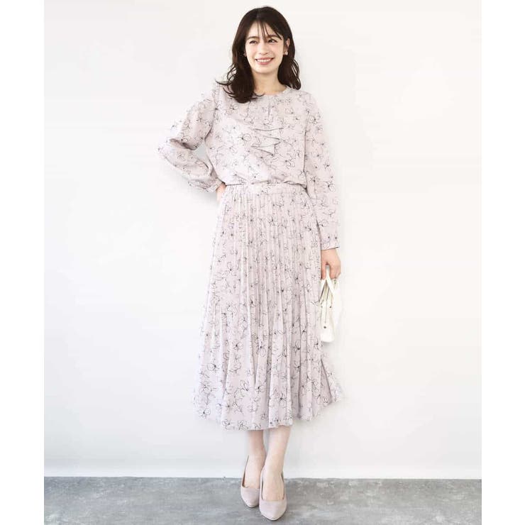 ラインフラワーボウタイ風ブラウス/洗える | OFUON | 詳細画像13 