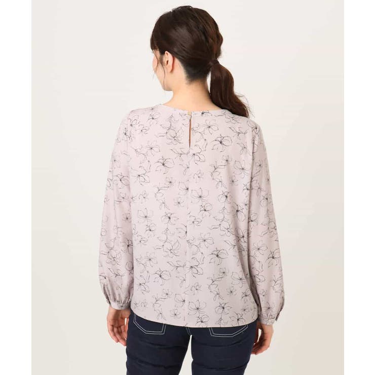 ラインフラワーボウタイ風ブラウス/洗える | OFUON | 詳細画像18 