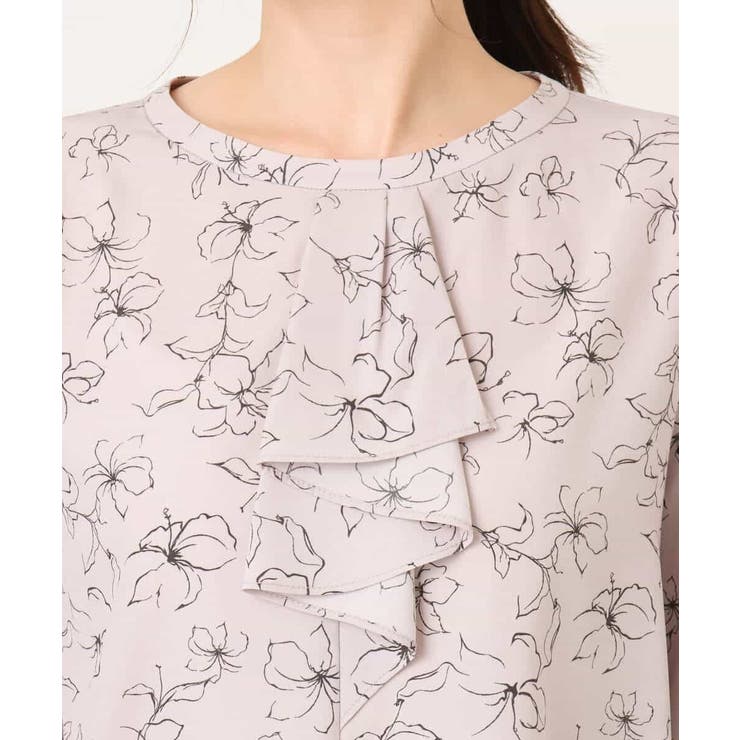 ラインフラワーボウタイ風ブラウス/洗える | OFUON | 詳細画像19 