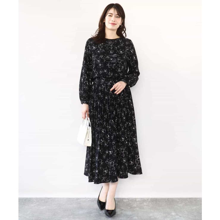 ラインフラワーボウタイ風ブラウス/洗える | OFUON | 詳細画像6 