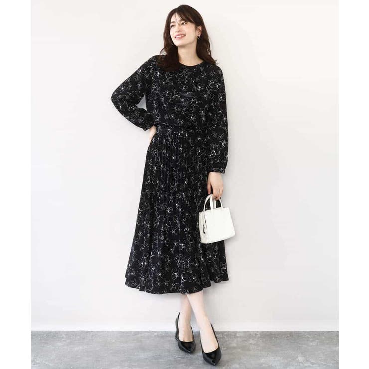 ラインフラワーボウタイ風ブラウス/洗える | OFUON | 詳細画像8 