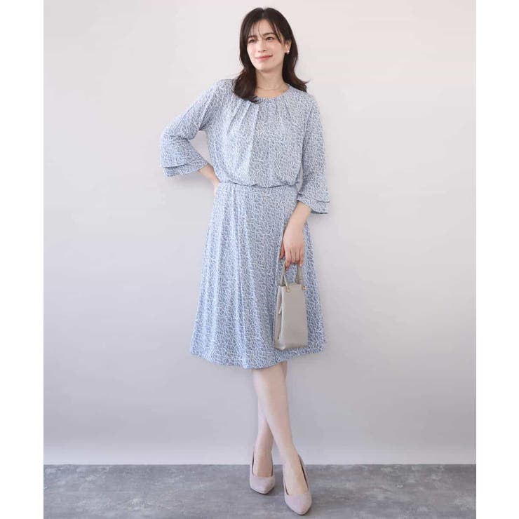 カリグラフィープリント フレアー袖ジャージブラウス 洗える | OFUON | 詳細画像11 