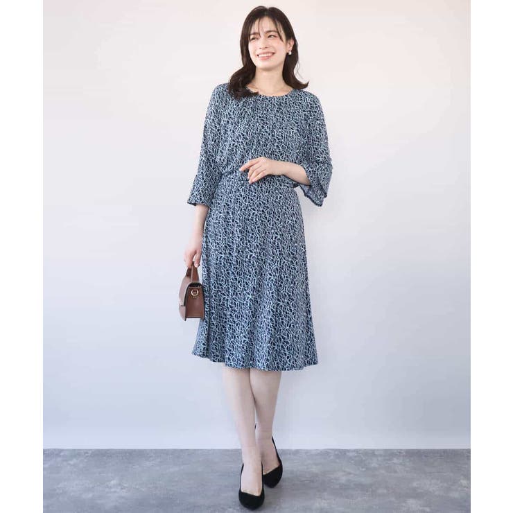 カリグラフィープリント フレアー袖ジャージブラウス 洗える | OFUON | 詳細画像15 