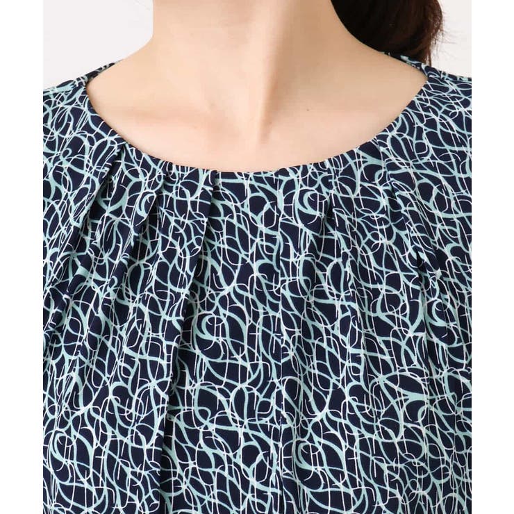 カリグラフィープリント フレアー袖ジャージブラウス 洗える | OFUON | 詳細画像22 