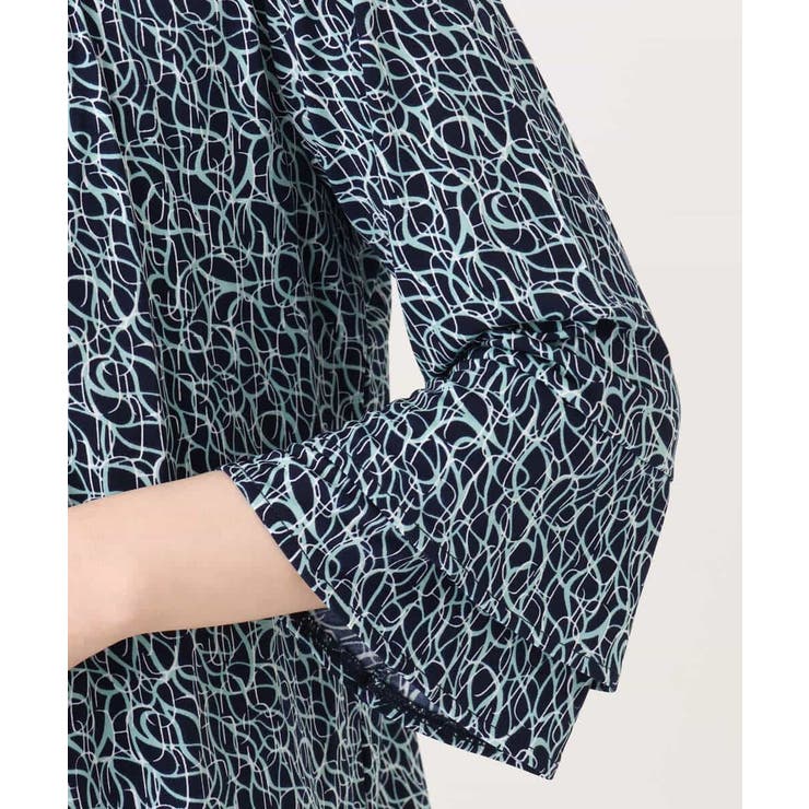 カリグラフィープリント フレアー袖ジャージブラウス 洗える | OFUON | 詳細画像23 