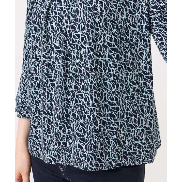 カリグラフィープリント フレアー袖ジャージブラウス 洗える | OFUON | 詳細画像24 