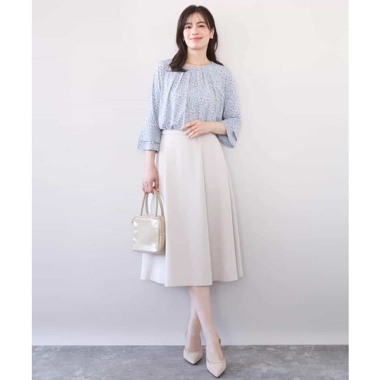 カリグラフィープリント フレアー袖ジャージブラウス 洗える | OFUON | 詳細画像4 