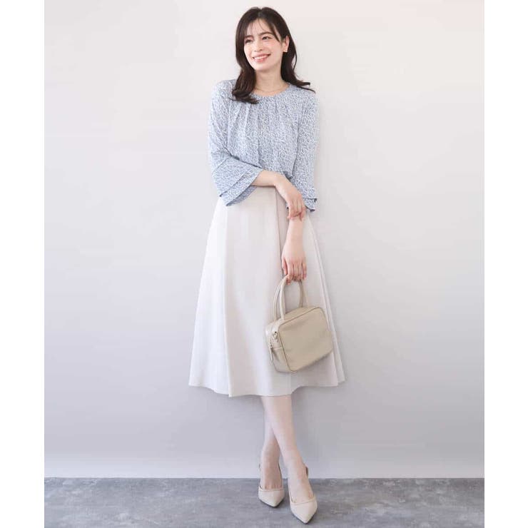 カリグラフィープリント フレアー袖ジャージブラウス 洗える | OFUON | 詳細画像5 