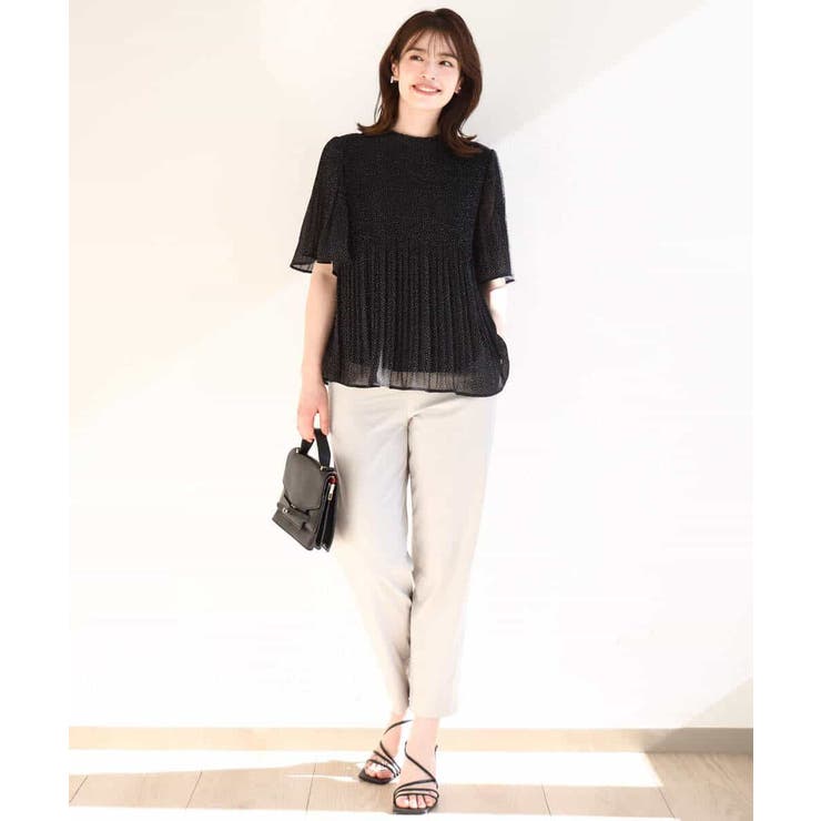 ドット柄シフォンプリーツブラウス/WEB限定サイズあり[品番