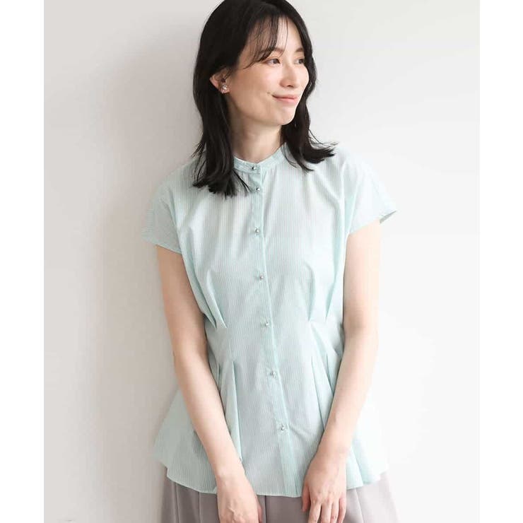 ストライプローンブラウス/接触冷感/通気性/透湿性/WEB限定サイズあり | OFUON | 詳細画像1 