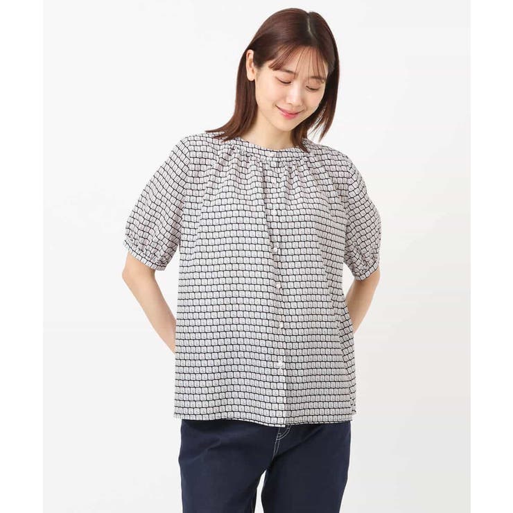 カラースクエアプリント2wayブラウス/洗える | OFUON | 詳細画像25 