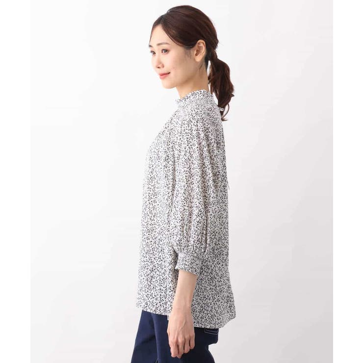 小花柄シャーリングブラウス/前後2way/洗える | OFUON | 詳細画像20 