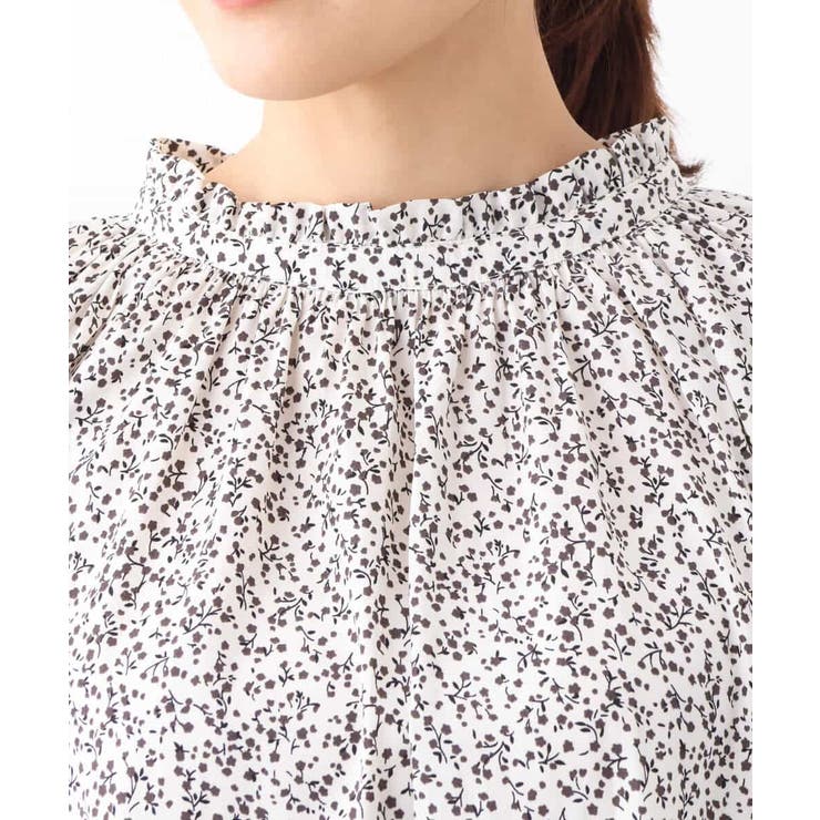 小花柄シャーリングブラウス/前後2way/洗える | OFUON | 詳細画像22 