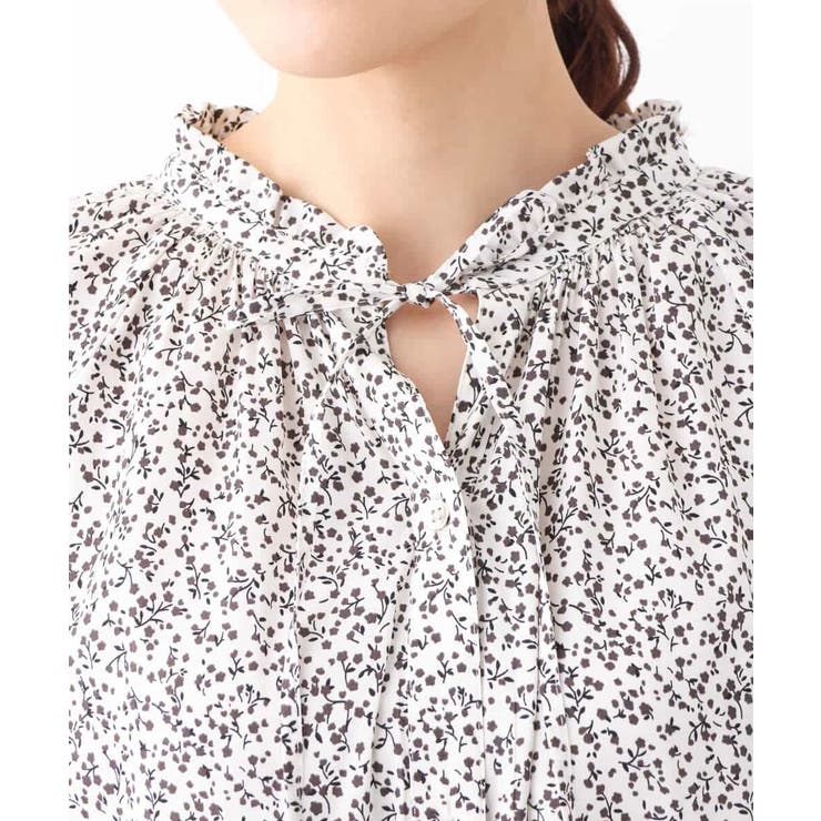 小花柄シャーリングブラウス/前後2way/洗える | OFUON | 詳細画像29 