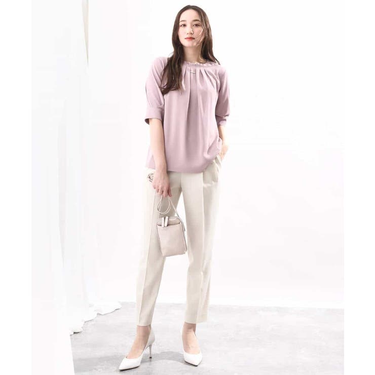 フロントタックジョーゼットブラウス/洗える/WEB限定サイズ | OFUON | 詳細画像4 