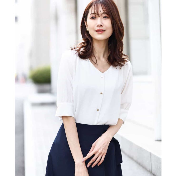 五分袖Vネックブラウス/洗える | OFUON | 詳細画像14 