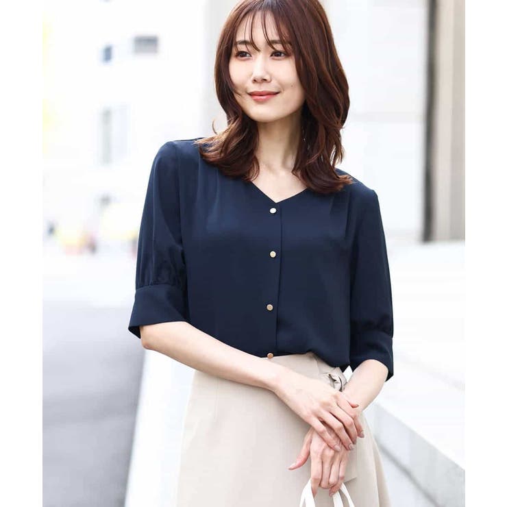 五分袖Vネックブラウス/洗える | OFUON | 詳細画像18 