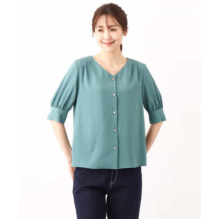 五分袖Vネックブラウス/洗える | OFUON | 詳細画像3 